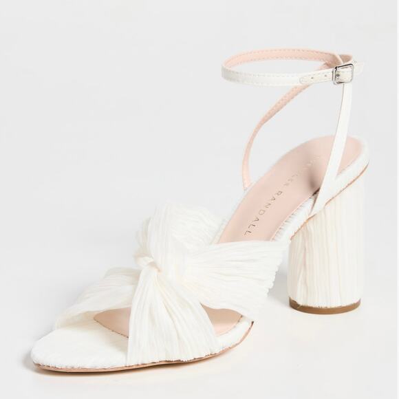 NEW Loeffler Randall Reed Pleated Twist‎ Heel Sandals in Pearl Size 10.5